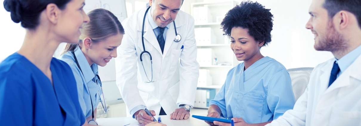 Team of medical professionals at a table