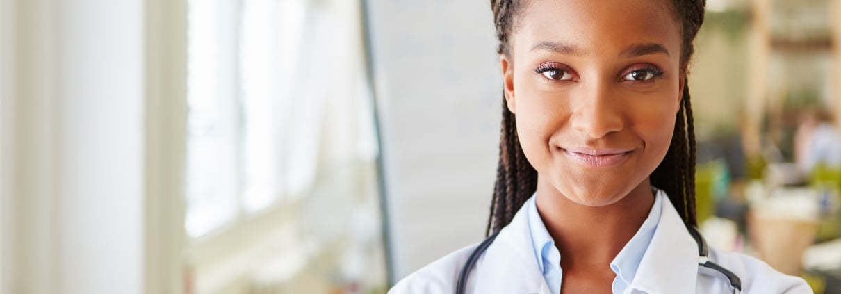 Close up of African-American medical professional